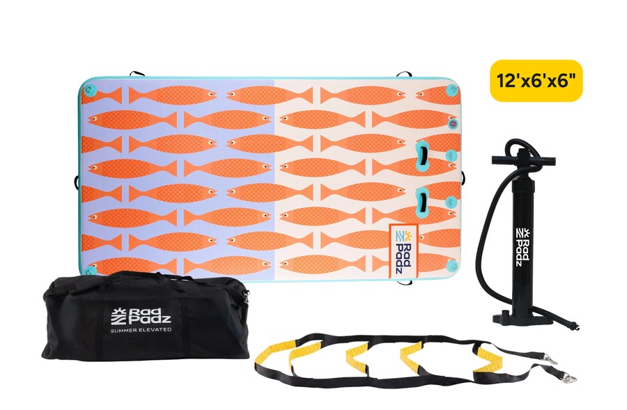 RadPadz® Cannonballer – Fish | 6'x12' Inflatable Dock Platform