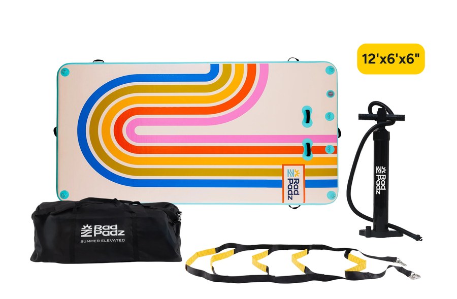 RadPadz® Cannonballer – Retro | 6'x12' Inflatable Dock Platform